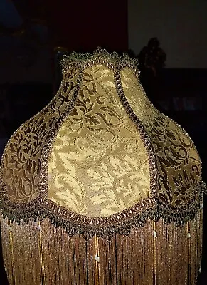 Drawing Room Victorian  Glass Beaded Lampshade Gold Chenille Brocade  16  • £220