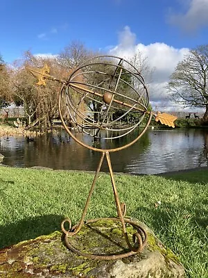 Large Metal Armillary Sundial Weathervane Compass Garden Style Ornament Statue • £65