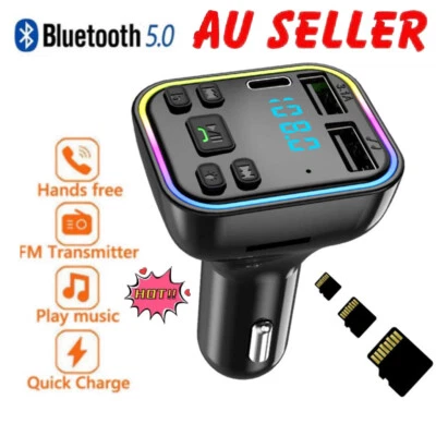 Bluetooth 5.0 Radio Car Kit Wireless FM Transmitter Dual USB Charger MP3 Player • $10.19