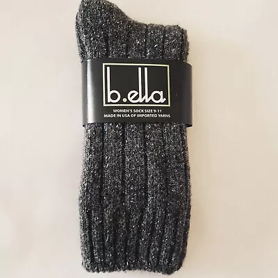 B.Ella Erin Charcoal Grey Wool Silk Blend Women's Crew Socks Size 9-11 #3632 • $20