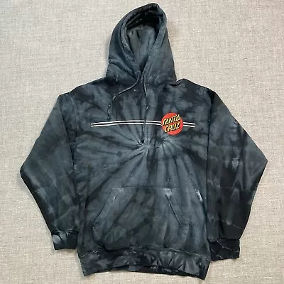 SANTA CRUZ Skateboards Colortone Black Gray Tie Dye Hoodie Sweatshirt Size Small • $21.99