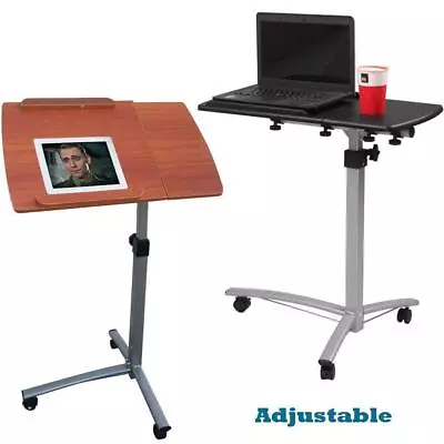 Portable Height Adjustable Computer Mobile Rolling Desk Laptop Table Bed Stand • $30.98