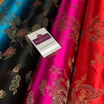 £1.50 • Buy Chinese Oriental Dragon Silky Satin Brocade Dress Fabric 45  Wide M797