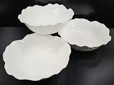 3 Mikasa Spring Countryside Salad Bowls Set Cabbage Embossed Stoneware Dish Lot • $66.87