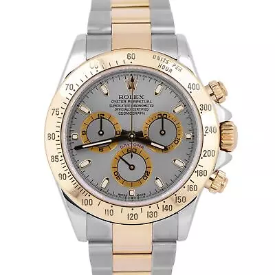 Rolex Daytona Cosmograph SLATE Rhodium 18K Yellow Gold Stainless Watch 116523 • £12449.09