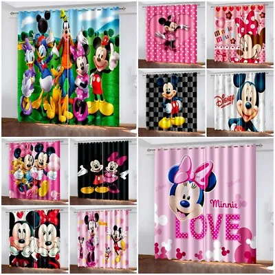 £40.31 • Buy Kids Mickey Minnie Mouse Thick Blackout Curtains Thermal Ring Top Eyelet Curtain