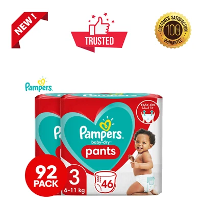 $60.90 • Buy 2 X Pampers Baby-Dry Size 3 6-11kg Diaper Pants 46pk