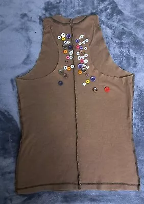Y2k MISS SIXTY Brown Tank Top Mixed Button Embellished Racer Back S • $22.99