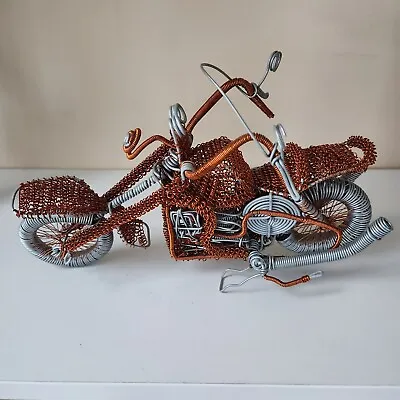 Motorcycle Chopper Wire Art Sculpture Handmade Metal 11  Long Biker Decor • $23