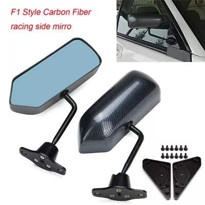 Pair Universal F1 Style Carbon Fiber Car Vehicles Racing Side Rear View Mirrors • $63.41