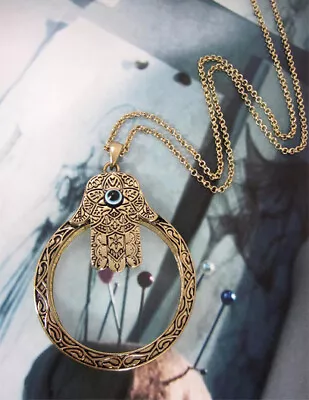 Hamsa  6 Times Magnifier Magnifying Glass Pendant Necklace 30  Plus 3  • $21