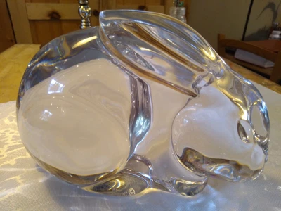 $80 • Buy LARGE Val Saint Lambert De Sousa Pure Fine Crystal Bunny Rabbit Made In Belgium 