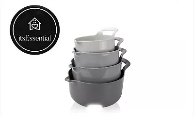 4pc Multi-Colour Plastic Mixing Bowl Set With Pour Spouts & Handles Stackable • £10.99