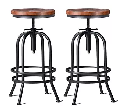 32 Inch Vintage Industrial Bar Stool-Metal Wood Swivel Bar Stool-Retro Bar He... • $259.69