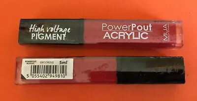 MUA - POWERPOUT ACRYLIC - HIGH PIGMENT LIP GLOSS - DECOROUS X 2 - BRAND NEW! • £2.49