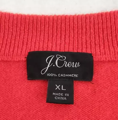 J Crew XL 100% Cashmere Red Jewel Button Cardigan Sweater • $63.97