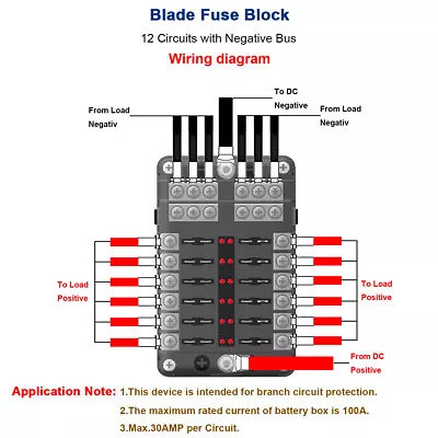 6-Way Fuse Block 12V/24V Circuit Fuse Block Fuse Box Holder With 12 Fuse RfJzY • $18.99