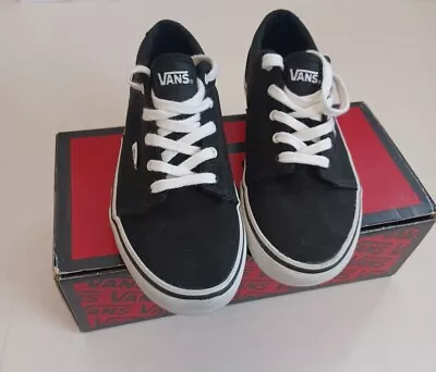 Vans Kress Sneaker Sz 4 Youth Boys Girls Unisex Black White Lace Up • £31.37