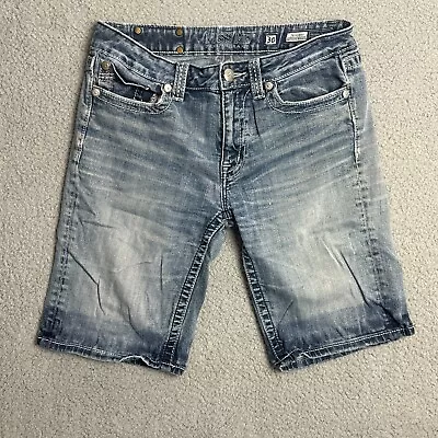 Miss Me Boyfriend Bermuda Jean Shorts Size 30 Thick Stitch Bermuda JB10G1H • $15.98