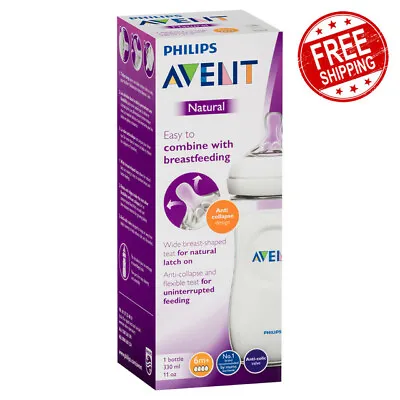 $18 • Buy Philips Avent Natural Combine Bottle Breast-Shaped Anti-Collapse 6 M+ 330ml