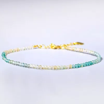 Minimalist Apatite 2mm Tiny Beads Healing Balance Dainty Women Crystal Bracelet • $13.60