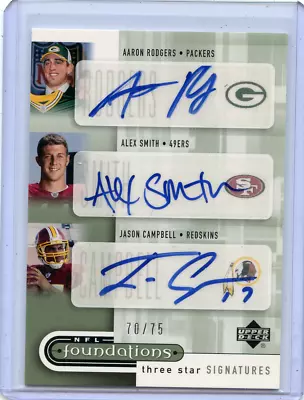 2005 Ud Foundations #3s-rsf Aaron Rodgers Alex Smith Campbell Autograph Rc 70/75 • $439.96