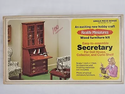 1970s Realife Miniatures Secretary Desk Heritage Doll House Furniture Wood Vtg • $19.12