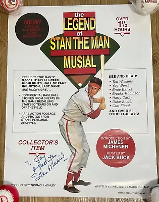 STAN MUSIAL SIGNED/AUTOGRAPHED 18x24 POSTER - THE LEGEND OF STAN THE MAN VIDEO • $79.95