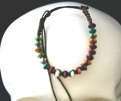 Adjustable Bracelets Cotton Cord With Wooden Beads.Very Colourful 9 Options • £2.50