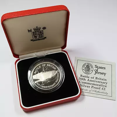 1990 UK - 2 Pound Silver Proof Battle Of Britain 50th Coin W/ Box & COA #45930Q • $49.95