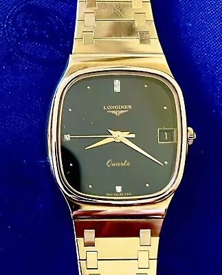 Longines Fine Vintage Swiss Watch 3 Diamonds Black Face • $235