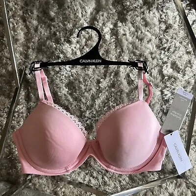 Bnwt 32D Calvin Klein Lingerie Seductive Comfort  Demi Lift Bra Pink  • £30