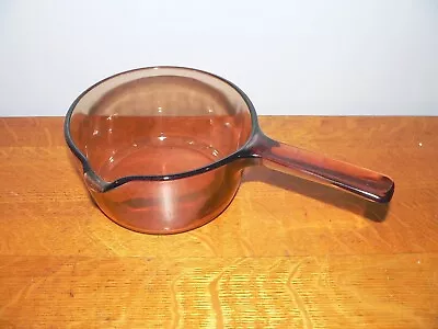 Corning Vision Ware 1 Liter Amber Glass Single Spout Sauce Pan (No Lid) USA Made • $14.95