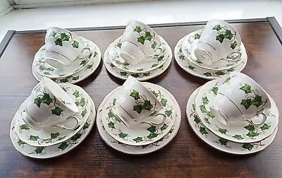 Vintage Colclough Green Ivy Leaf 18 Piece Tea Set • £27.50