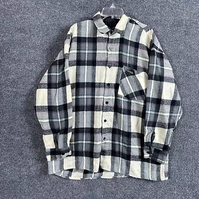 VTG Wicked Shirt Mens XL Gray Plaid Button Up Flannel Acrylic Grunge Work Pocket • $11.95