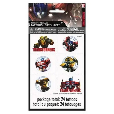 Transformers Temporary Tattoos 24 Pack Party Bag Robot Birthday Tattoos Optimus • $5.79