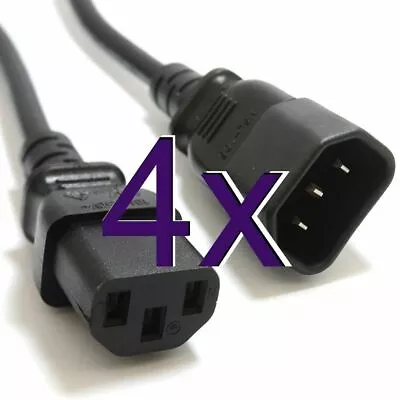 [4 Pack] Power Extension Cable IEC Male To Female UPS Lead 0.5m [001715] • £9.92