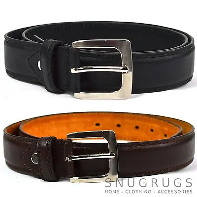 Men's Leather Belt In Brown / Black Trouser Suit Belt Milano All Sizes • £6.35