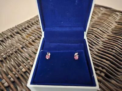 Miore Stud Earrings For Women In 9 Kt 375 White Gold With Pear-shaped Pink Ruby • £99