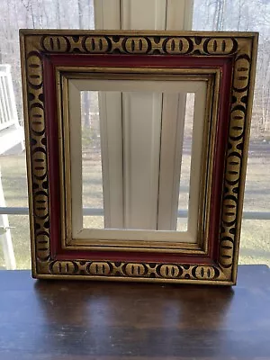 VINTAGE HAND CARVED GILDED / RED WOOD FRAME FOR PAINTING  10 X 8 INCH  (c-40) • $130