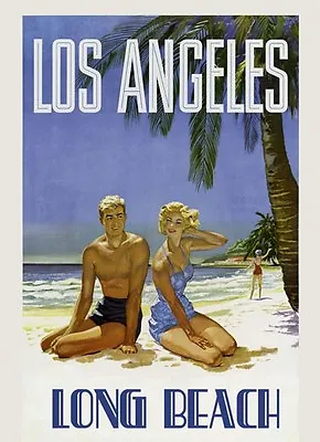 Los Angeles Long Beach California Travel Tourism Vintage Poster Repro FREE S/H • $17.90