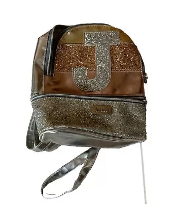 Justice Mini Backpack Girl's OS Initial “J” Silver Metallic Glitter Sparkles • $10