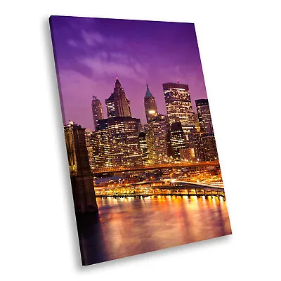 £9.99 • Buy Portrait Scenic Photo Canvas Picture Print Wall Art New York City Retro Purple