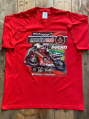 Vintage Steve Hislop Monster Mob Ducati T-Shirt - Red - XL - Screen Stars • $55.95