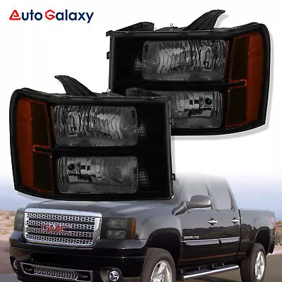 Pair Smoke Headlights For 2007-2013 GMC Sierra 1500 2007-2014 2500HD 3500HD New • $65.90