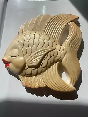 Vintage Mid Century 1950's Chalk-ware Gold And Red Goldfish SINGLE  • $30