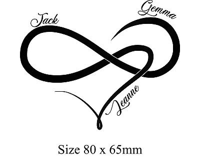 Triple Name Infinity And Heart Family Children Dedication Personalised Tattoo • £5.49