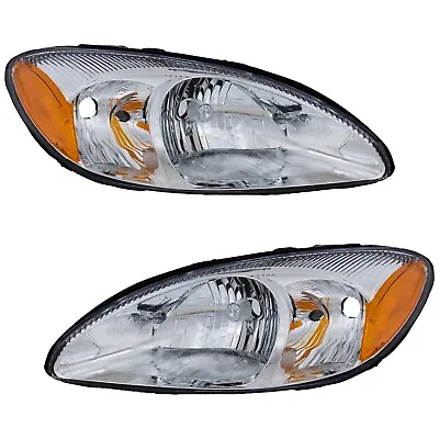$98.98 • Buy Headlight Set For 2000-2007 Ford Taurus LH And RH Clear Lens Chrome Housing