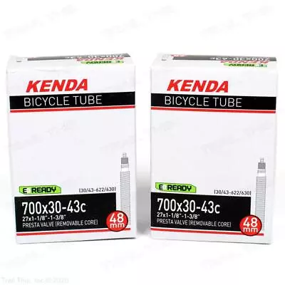 Two (2) Pack Kenda 700 X 30 / 43C Threaded 48mm Presta RVC Road Bike Inner Tubes • $13.95