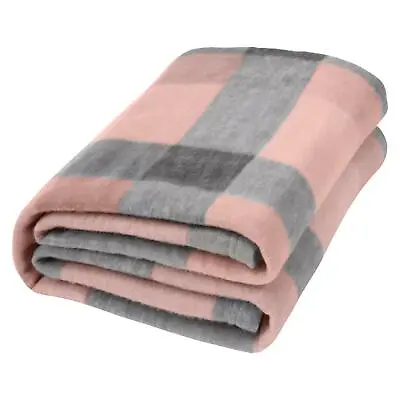 £8.99 • Buy Dreamscene Tartan Check Throw Over Bed Warm Soft Blanket, Blush - 120 X 150 Cm